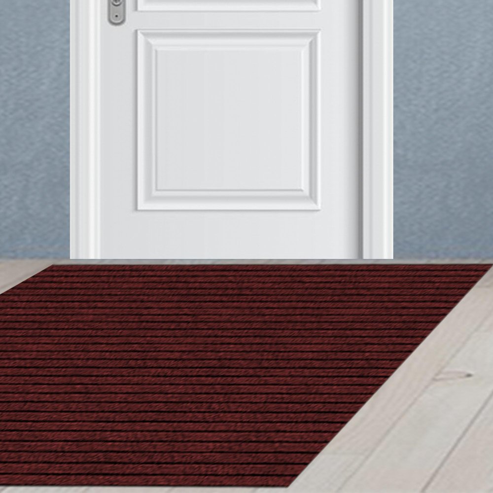 JIAFANG Outdoor Doormat 85 x 135 cm, Flat Dirt-Trapping Mat, Absorbent, Non-Slip, Durable, Red