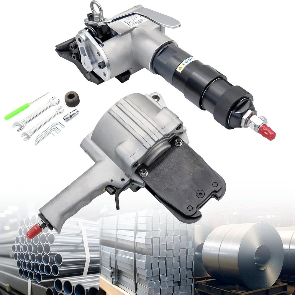 WOTZOV Heavy-Duty Pneumatic Steel Strapping Tool with Tensioning, Cutting and Sealing Functions