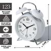 AYRELY Loud Alarm Clock for Heavy Sleepers, 4-Inch Retro Metal Twin-Bell Clock, White 3D Dial view 2