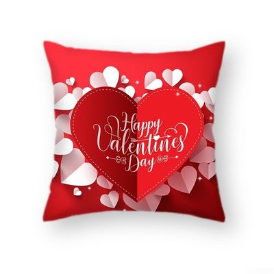 Drivstraw Red Heart-Shaped Pillow Cover