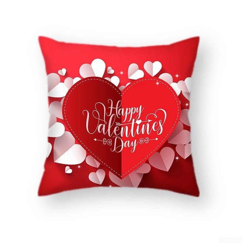 Drivstraw Red Heart-Shaped Pillow Cover