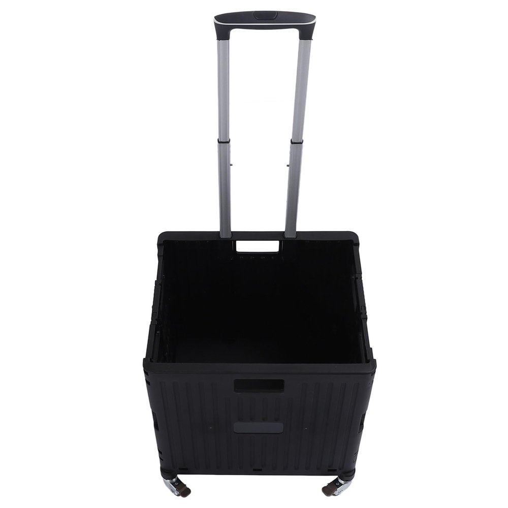 Akozon Versatile Folding Utility Cart with Telescopic Handle and Swivel Casters, Portable Collapsible Storage Cart for Shopping, Moving, and Package Delivery (Black)