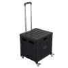 Akozon Versatile Folding Utility Cart with Telescopic Handle and Swivel Casters, Portable Collapsible Storage Cart for Shopping, Moving, and Package Delivery (Black) view 2