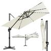 ISOISL 300 x 300 cm Solar LED Cantilever Patio Umbrella, UV50+, Beige view 1