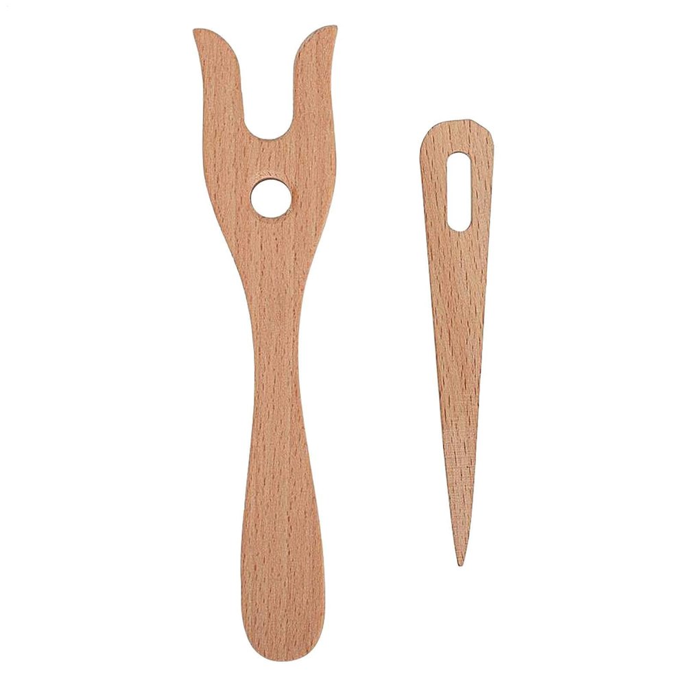 Wooden Knitting Fork Set with Big-Eye Needle