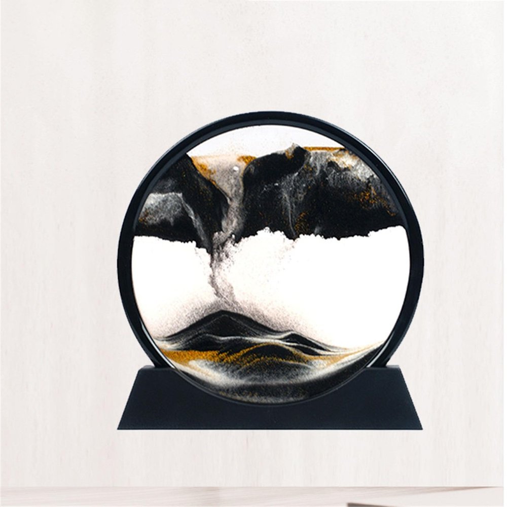 HAGJII 3D Flowing Sand Art Picture with High-Transparency Glass, Black, 7 in