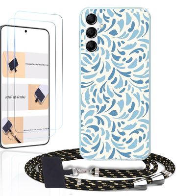 WUACYEAMING Case Compatible with Samsung Galaxy A17, with Strap and 2 Tempered Glass Screen Protectors