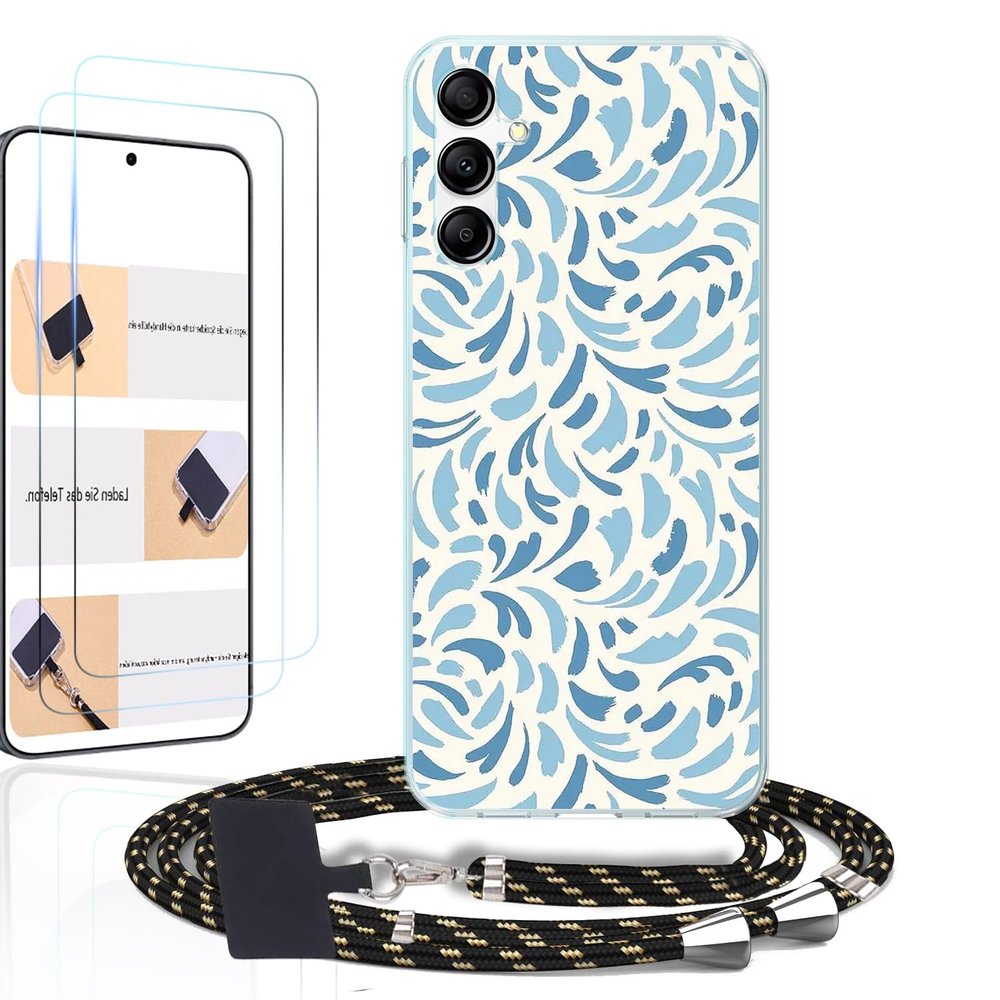 WUACYEAMING Case Compatible with Samsung Galaxy A17, with Strap and 2 Tempered Glass Screen Protectors