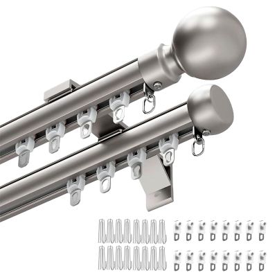 Heavy-Duty Aluminum Double Sliding Track System, Adjustable, 50–800 cm, Wall-Mounted, with Quiet Rollers, Ideal for Living Room and Hotel Room Dividers, Gray, 620 cm