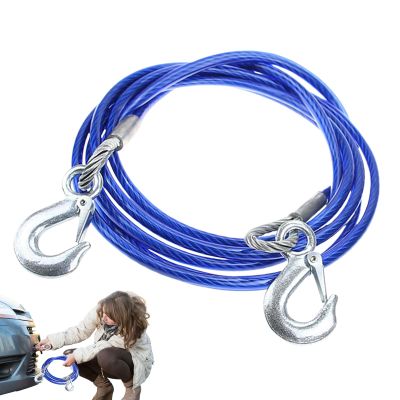 16.4-Ft Steel Wire Car Tow Rope with Secure Hooks