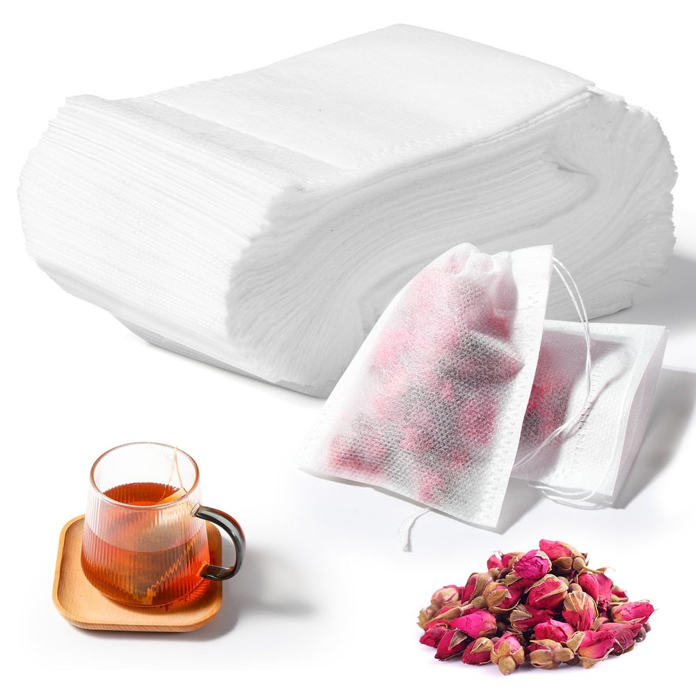 Oderra 200 Count Disposable Tea Bags with Drawstring, 7 x 9 cm