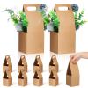 JEWEDECO Brown Paper Drink Carrier with Handle, Disposable, 10-Pack view 1