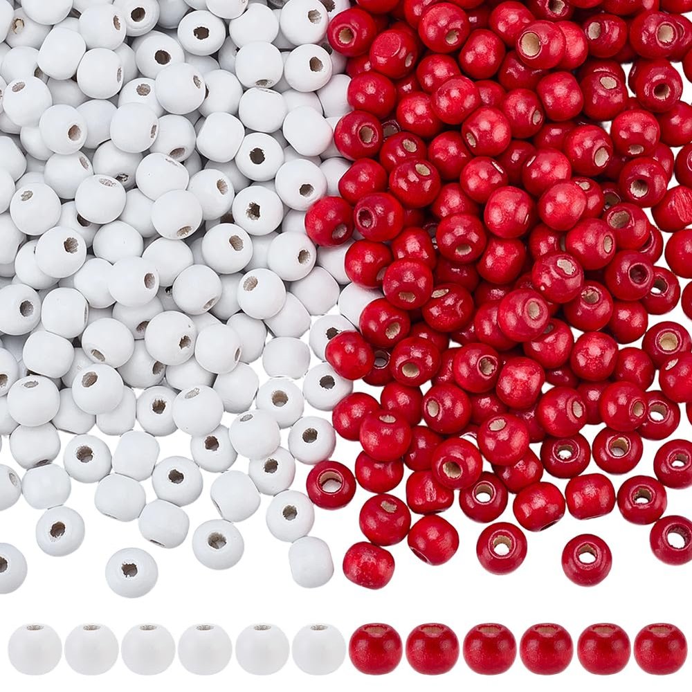 SUNNYCLUE 600 Pcs 10mm Christmas Wooden Beads