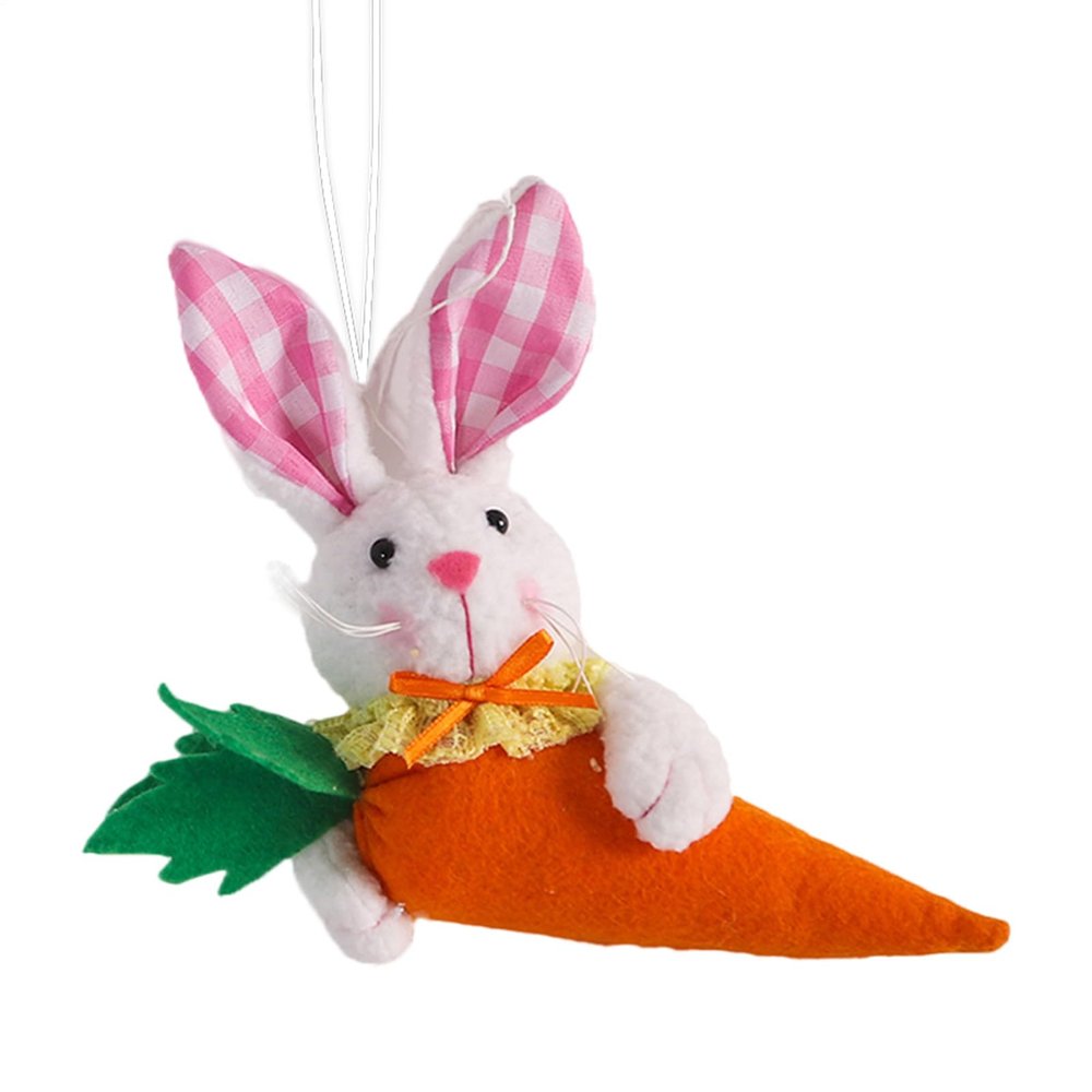 Easter Bunny Hanging Ornament - Plush Carrot Decoration