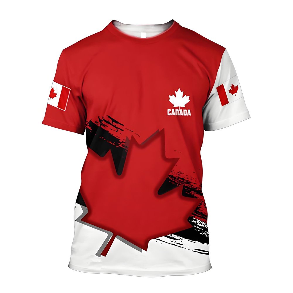 2026 Soccer Fan T-Shirt, Canada Flag Maple Leaf 3D Print