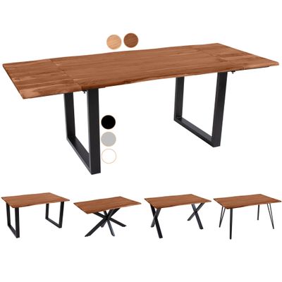SAM Avino Extendable Dining Table 200 (300) x 100 cm, Acacia, Walnut-Colored, Black U-Frame