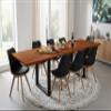 SAM Avino Extendable Dining Table 200 (300) x 100 cm, Acacia, Walnut-Colored, Black U-Frame view 3