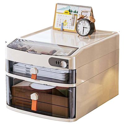 Desktop Storage Box with Password Lock, File and Accessory Organizer, Confidential File Cabinet for Home and Office