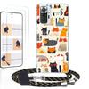 WUACYEAMING Case for Xiaomi Redmi Note 10 Pro with Strap and 2 Tempered Glass Screen Protectors, Clear Silicone, Cat Pattern view 1