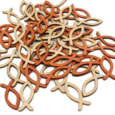 Tourima 100 Pcs Baptism Decor Wooden Fish
