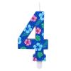 Birthday Candle with Cartoon Number, 3D Cake Topper in Blue Anime and Hawaiian Style (Number 4) view 1