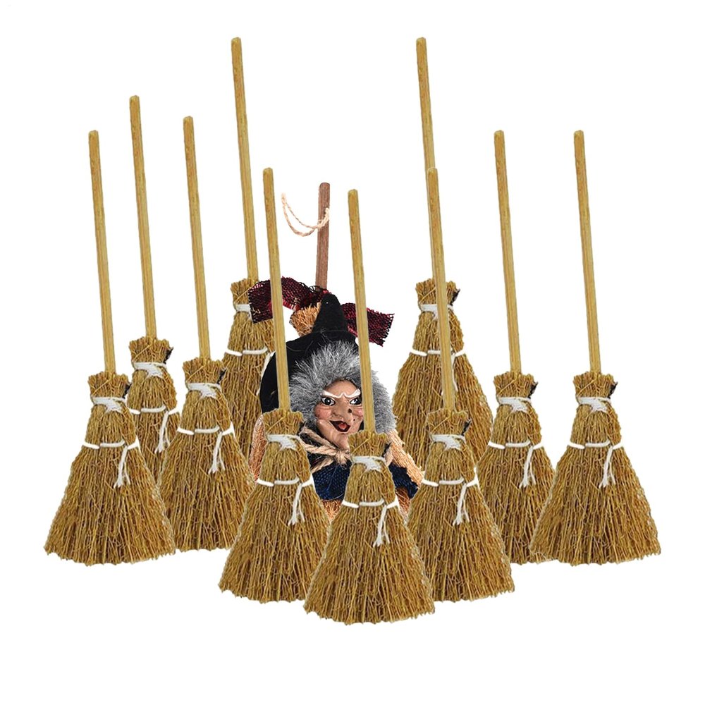 Halloween Mini Broom Set - 10 Pack