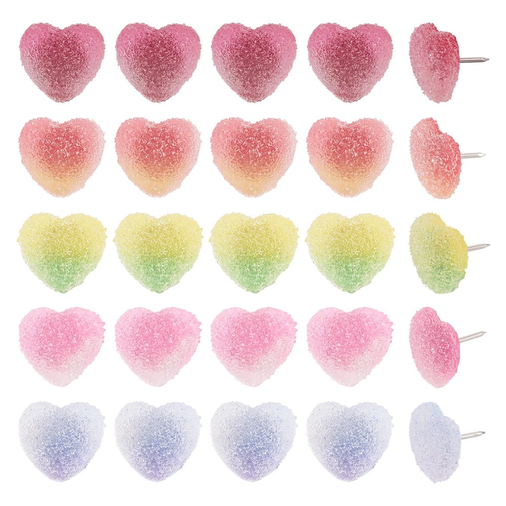 Craftdady 50-Piece Heart Gradient Push Pins, Platinum Mixed Colors