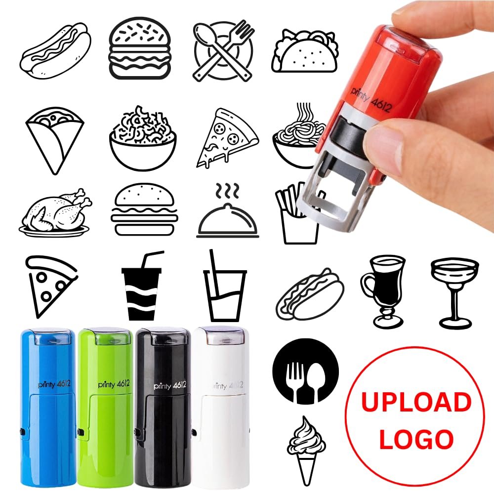 Custom Mini Loyalty Card Stamp, Fast-Food Symbols, 12 mm
