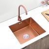 HCZKIUJY Square Kitchen Sink, Handmade Single-Bowl Undermount Sink with Curved Faucet, 38 x 38 cm, Rose Gold view 2