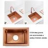 HCZKIUJY Square Kitchen Sink, Handmade Single-Bowl Undermount Sink with Curved Faucet, 38 x 38 cm, Rose Gold view 3