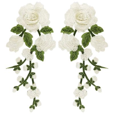 Dianzan 3D Floral Embroidery Appliqués, 2 Pieces