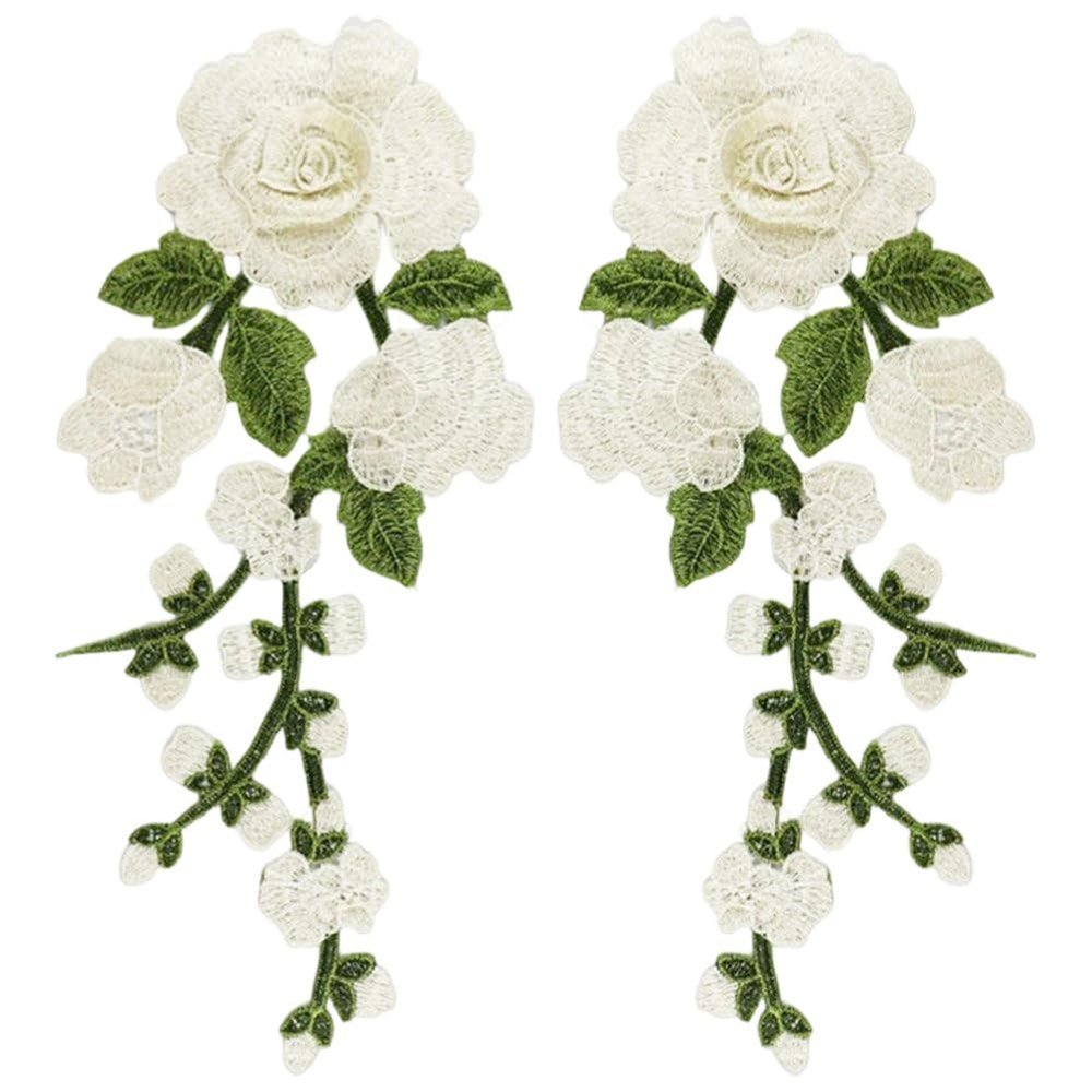 Dianzan 3D Floral Embroidery Appliqués, 2 Pieces