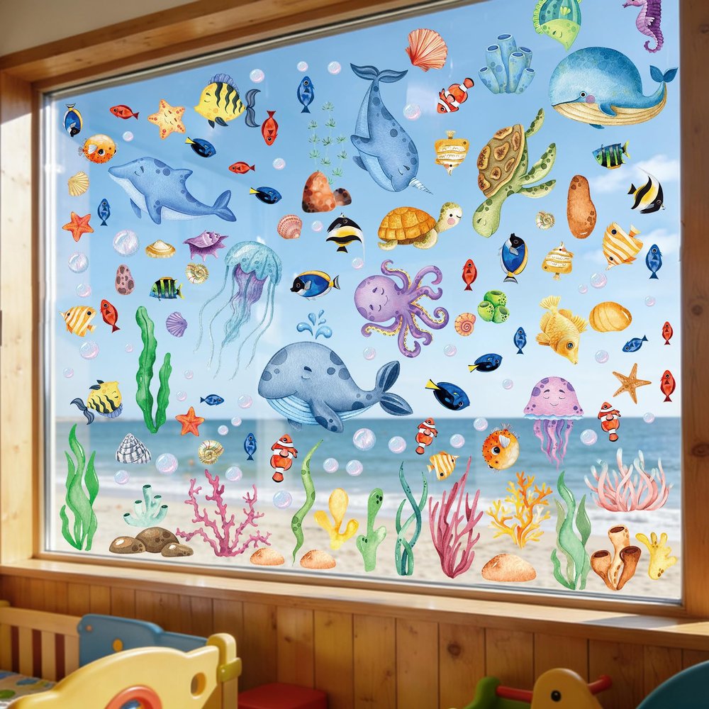 Simpeak 134-Piece Ocean World Window Stickers