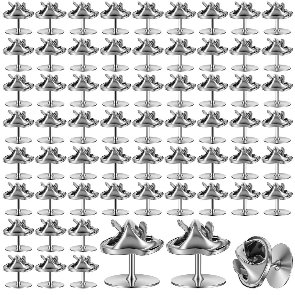 60 Pack Metal Pin Backings, Butterfly Clutch for DIY