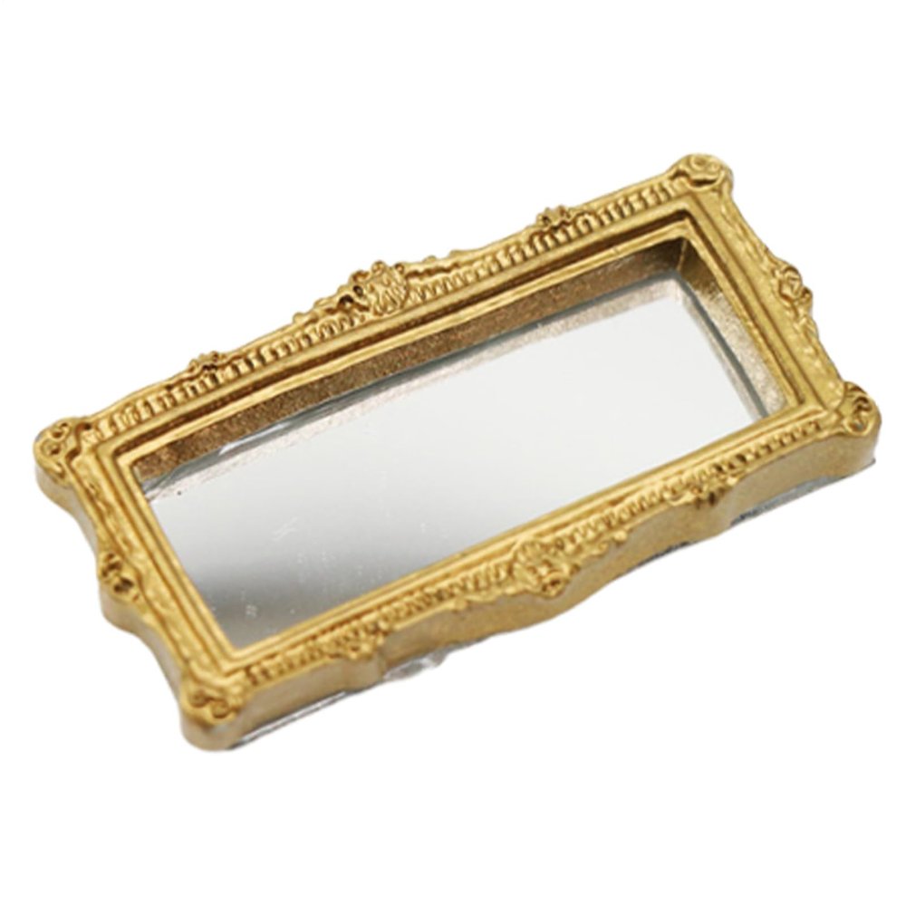Generic Dollhouse Mirror, Antique Resin Furniture | Mini Mirror for Displaying Scenes in Dollhouse Vanity Wall Art Craft