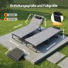 Warmiehomy Folding Sun Lounger with 4 Adjustable Backrest Positions, Padded Mattress and Pillow, Gray view 2