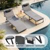 Warmiehomy Folding Sun Lounger with 4 Adjustable Backrest Positions, Padded Mattress and Pillow, Gray view 3