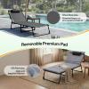 Warmiehomy Folding Sun Lounger with 4 Adjustable Backrest Positions, Padded Mattress and Pillow, Gray view 4