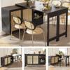 DHWDS 360° Rotating Sideboard with Extendable Tabletop and Rattan Doors view 1