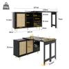 DHWDS 360° Rotating Sideboard with Extendable Tabletop and Rattan Doors view 3