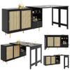DHWDS 360° Rotating Sideboard with Extendable Tabletop and Rattan Doors view 4