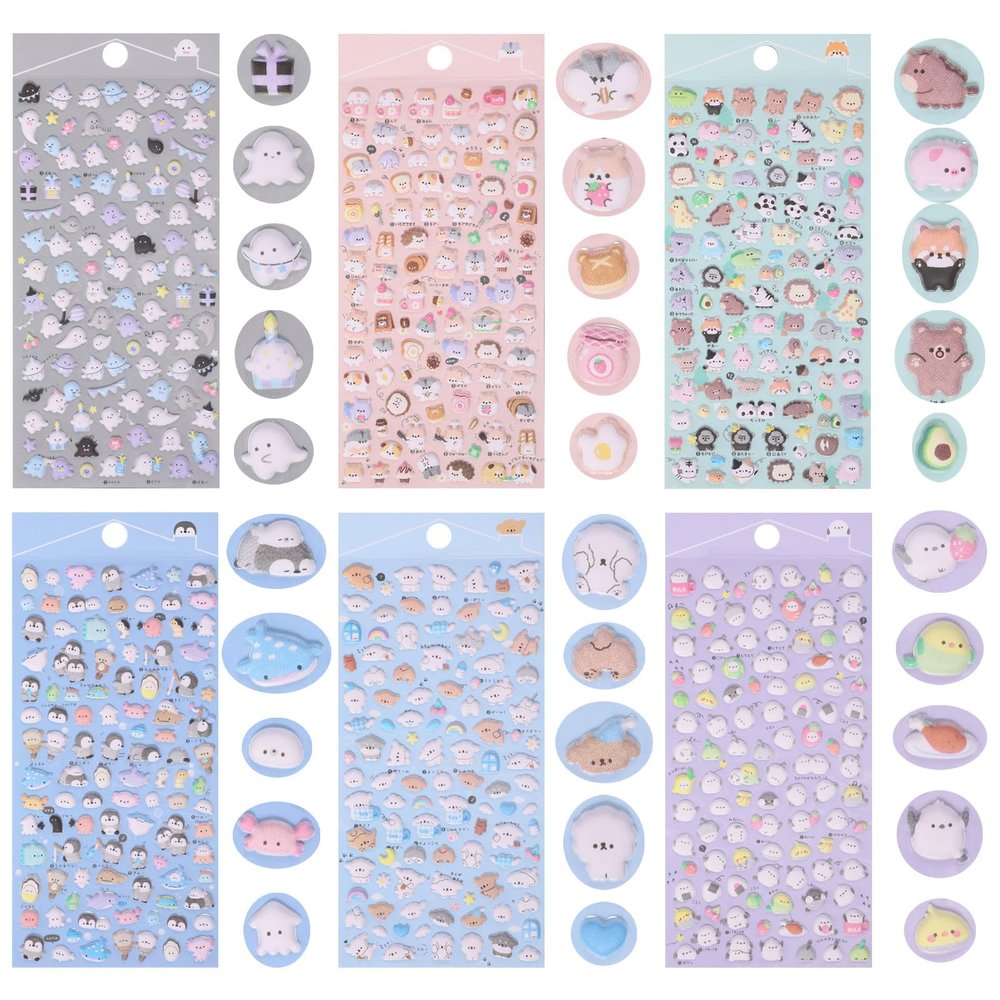 Hadnves 6 Sheets Mini Puffy Stickers