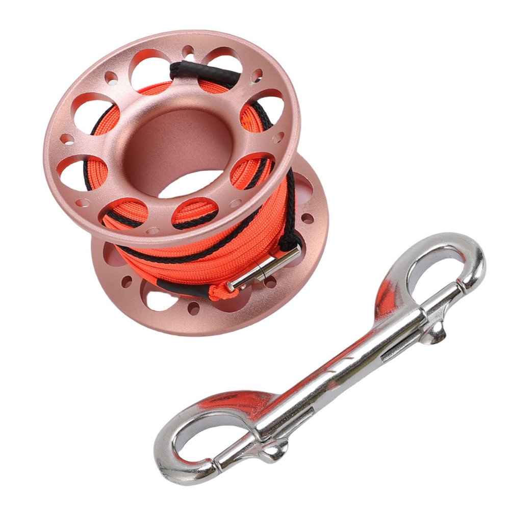 Aluminum Dive Reel with Double-Sided Hook, 15 m, Pink