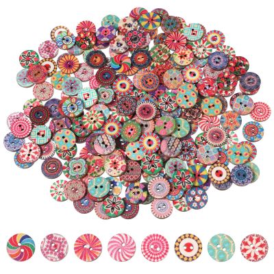 SHENLIU 200 Pcs Colorful Wooden Buttons