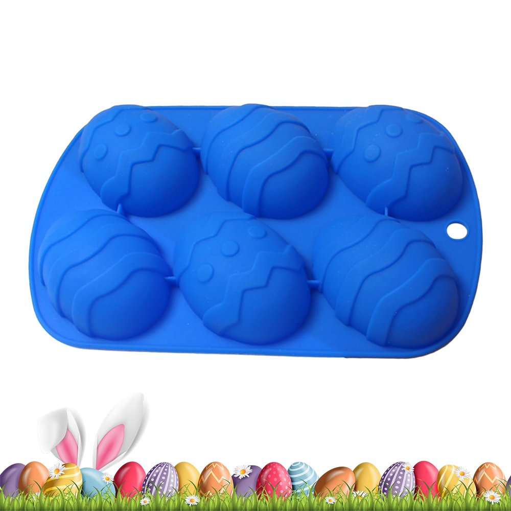 Easter Egg Silicone Mold, 6 Cavities, Non-Stick, 3D for Modeling Chocolate