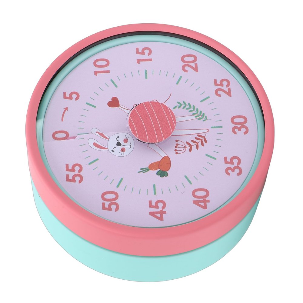 TOPINCN Visual 60-Minute Timer, Mechanical Countdown Timer with Strong Magnetic Back and Foldable Stand, Pink/Green