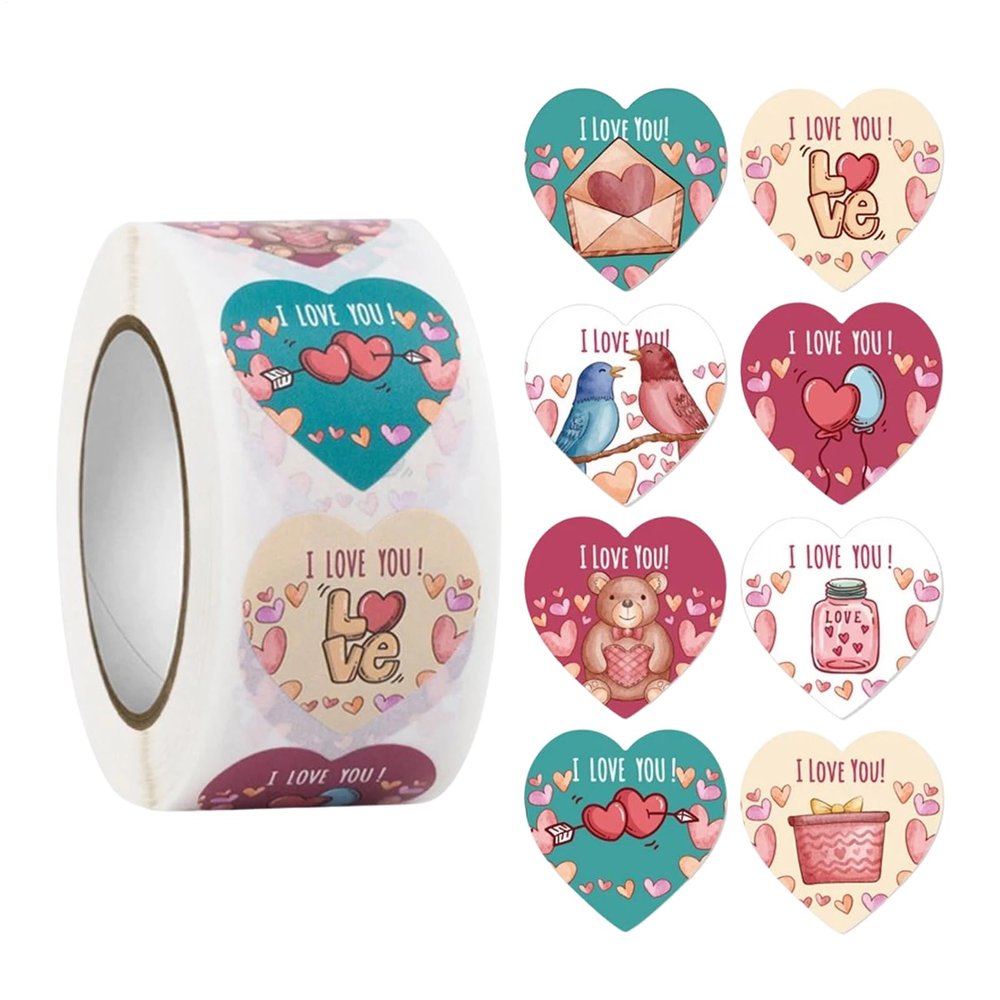 Heart Stickers for Envelopes - 500 Pieces