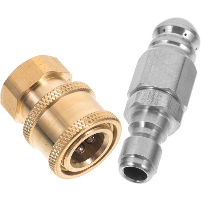 MAGICLULU High-Pressure Garden Hose Spray Nozzles, 1/4-Inch Stainless Steel Quick Coupling, Adjustable Spray Modes, 2-Pack