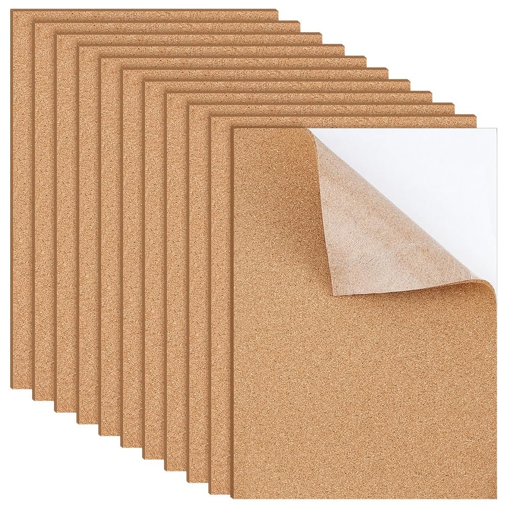 BENECREAT 15-Pack Self-Adhesive Cork Sheets, 3 mm Thick, A4 Size, 30 x 21 cm