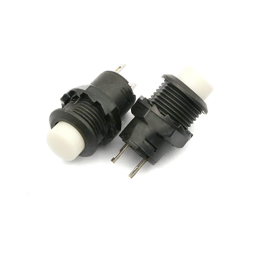 EKFBQBGW 20-Piece DS-428/427 Round Push-Button Switch with Automatic Lock, Without Automatic-Lock Button, Red/Green/Yellow/Blue/White/Black, 12 mm (White, 20-Piece Lock)
